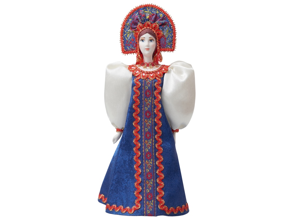 Подарочный набор: кукла фарфоровая, крем-мед, синий