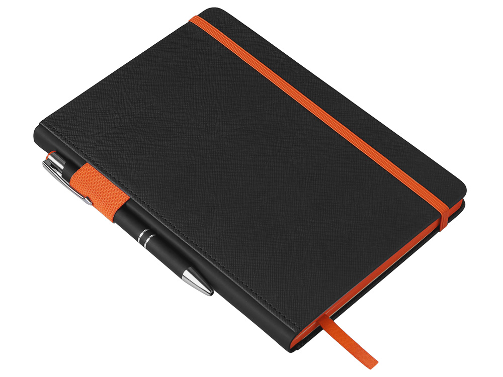 Бизнес блокнот Bossy Junior с цветным срезом, твердая обложка, 96 листов, черный и оранжевый