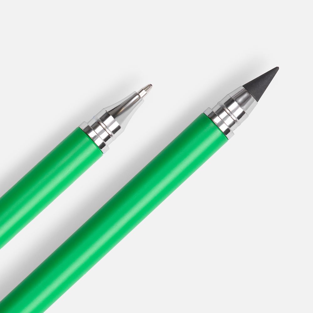 Ручка шариковая и вечный карандаш Diptych, зеленая