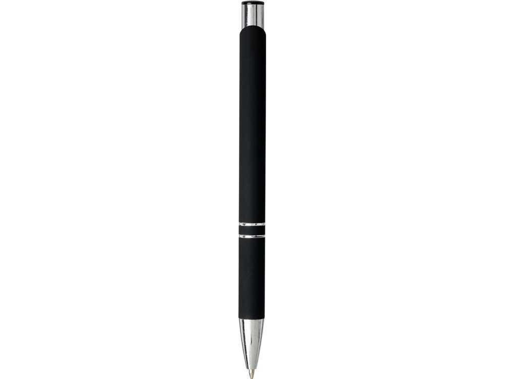 Шариковая кнопочная ручка Moneta с матовым антискользящим покрытием, черный