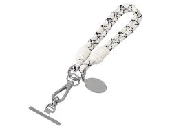 Брелок-браслет Bohemian c металлическим держателем для телефона, бело-черный