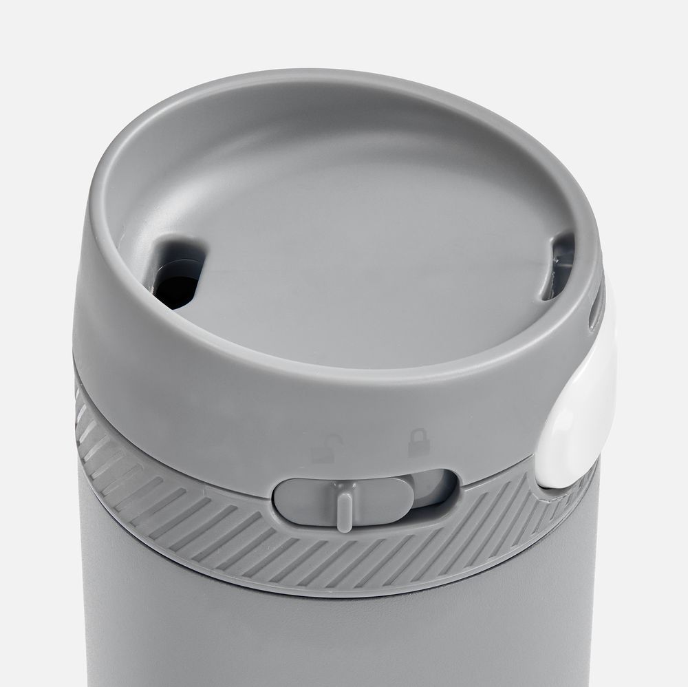 Термостакан X1 с цветной кнопкой, серый с белым