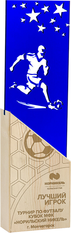 Акриловая награда с лазерной гравировкой футбол