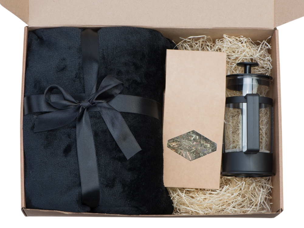 Подарочный набор Tea time с пледом, черный