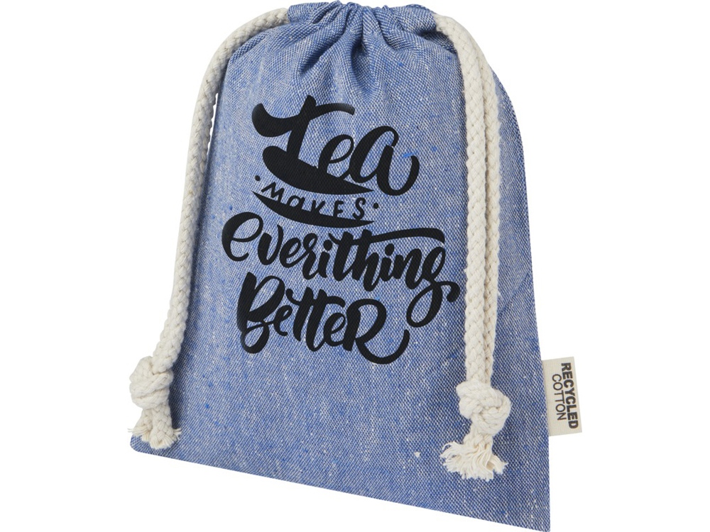 Маленькая подарочная сумка Pheebs объемом 0,5 л из хлопка плотностью 150 г/м², синий