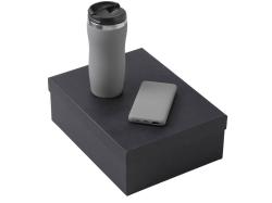 Подарочный набор c вакуумной термокружкой и повербанком С2, серый