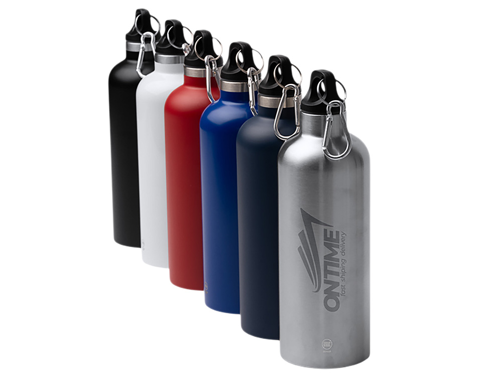 Бутылка LUWAK/ЛЮВАК из переработанной нержавеющей стали с карабином, красный