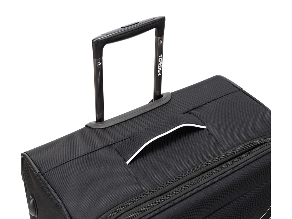 Чемодан TORBER НЕРО, чёрный, переработанный ПЭТ, 48 х 28 х 79 см, 90 л