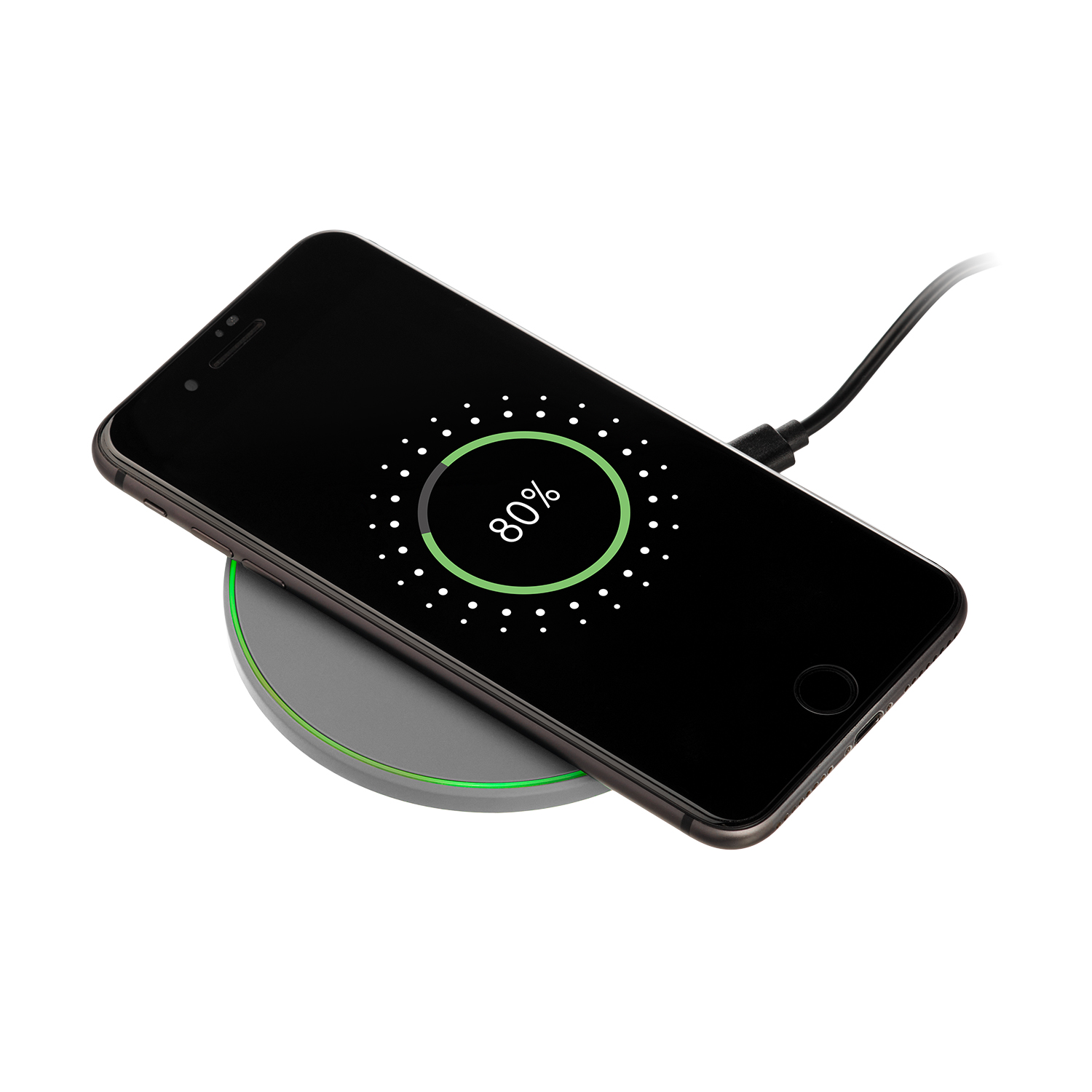 Беспроводное зарядное устройство с подсветкой 15W Аурис (Auris), серое Беспроводное зарядное устройство с подсветкой 15W Аурис (Auris), серое