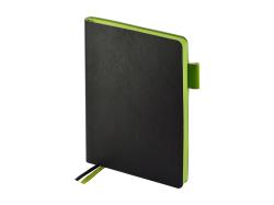 Ежедневник А5 датированный Boston 2026, черный с салатовым обрезом