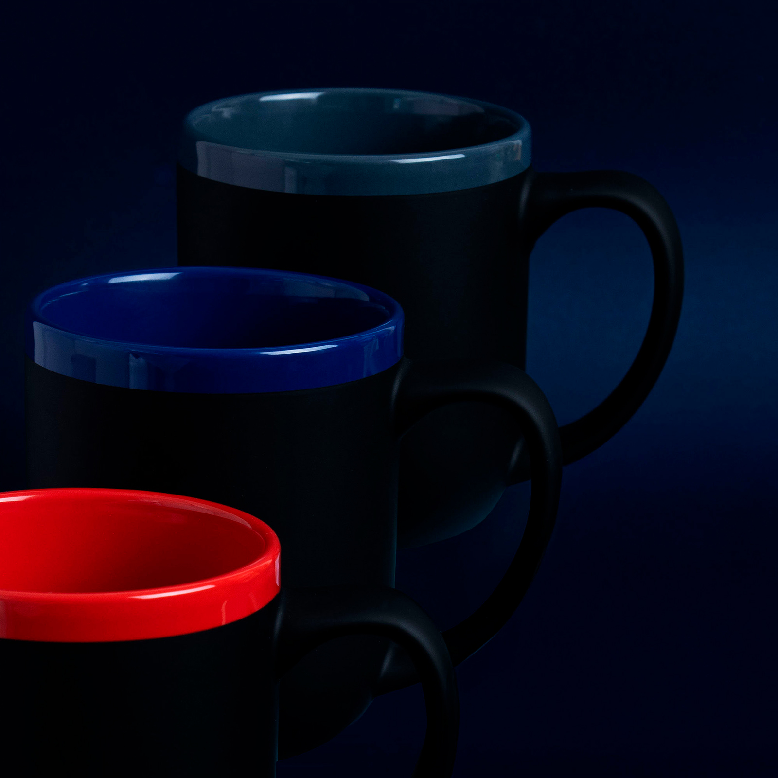 Кружка Barrel, софт-тач, чёрно-синяя