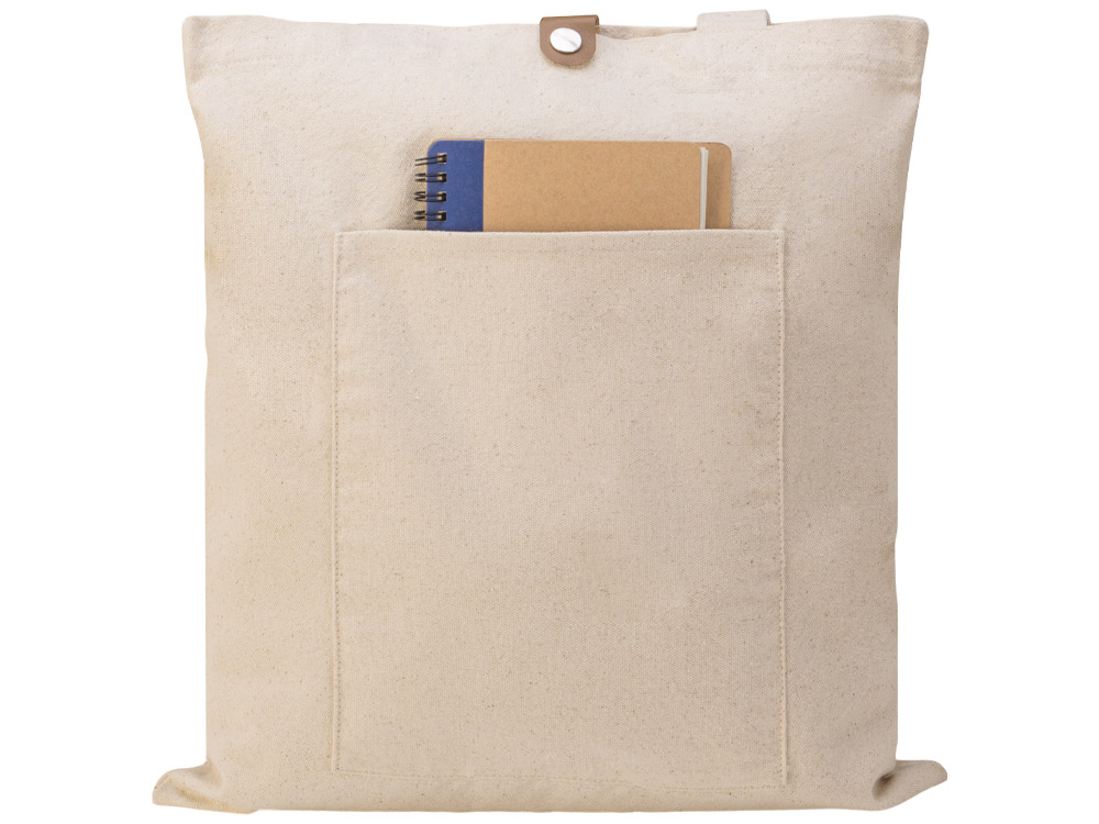 Сумка Clip из хлопка 340 г/м2 с застежкой из экокожи, натуральный