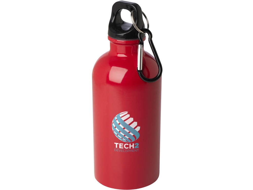 Одностенная бутылка для воды с карабином Oregon, изготовленная из нержавеющей стали, сертифицированной по стандарту RCS, объемом 400 мл - Красный