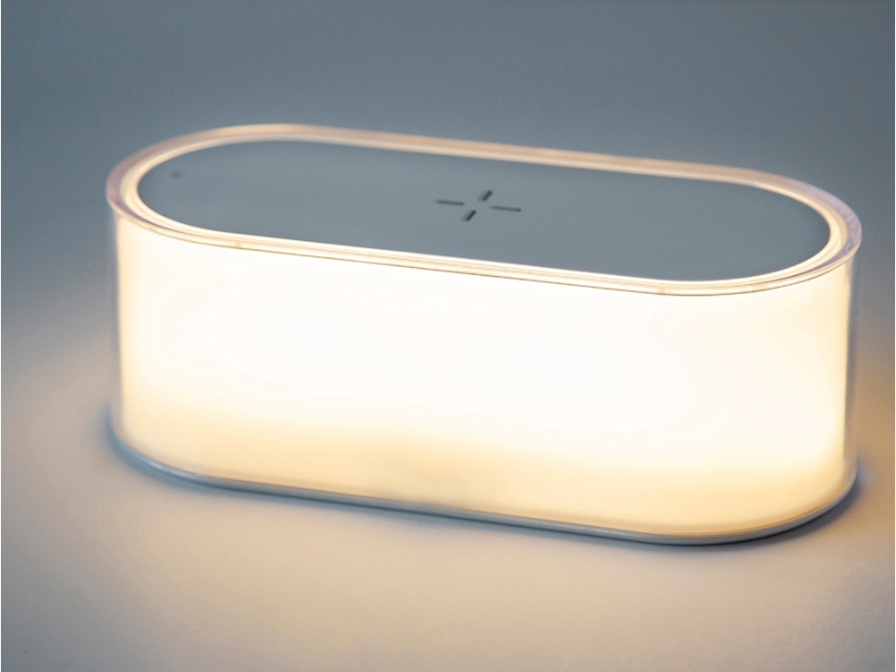 Ночник с беспроводной зарядкой и RGB подсветкой Miracle, 15 Вт, белый