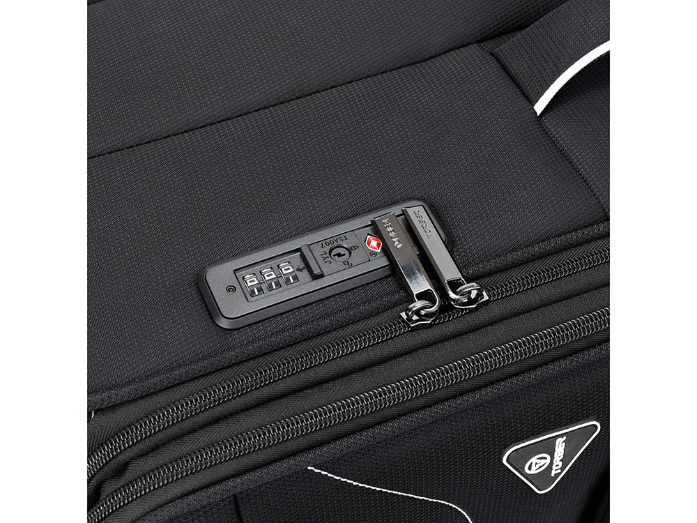 Чемодан TORBER НЕРО, чёрный, переработанный ПЭТ, 48 х 28 х 79 см, 90 л