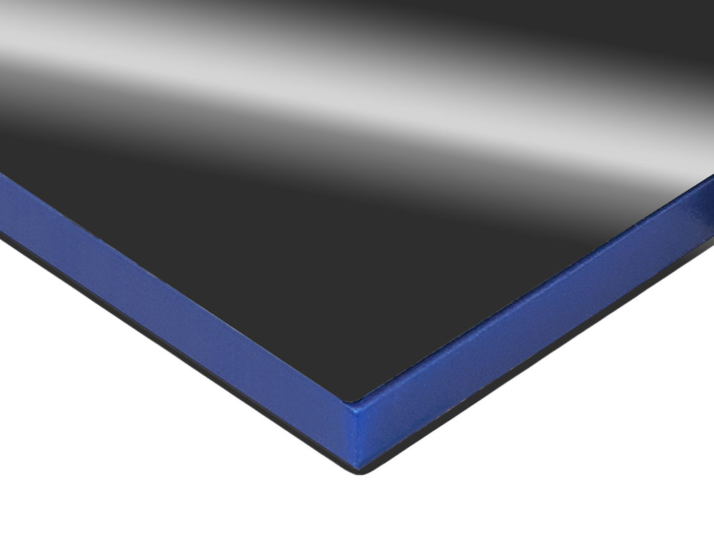 Металлический брелок с пластиковой цветной вставкой SteelPop House, серебристый с синим