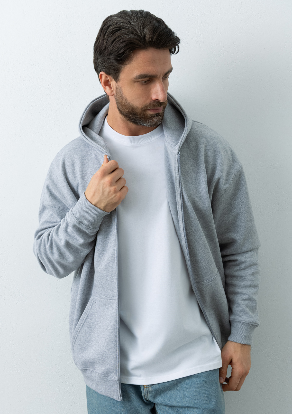 Толстовка унисекс Oversize Zip с капюшоном сэндвич 320, 100