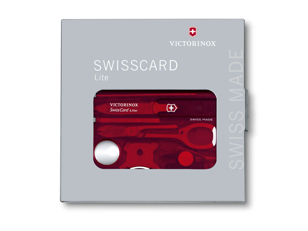 Швейцарская карточка VICTORINOX SwissCard Lite, 13 функций, полупрозрачная красная