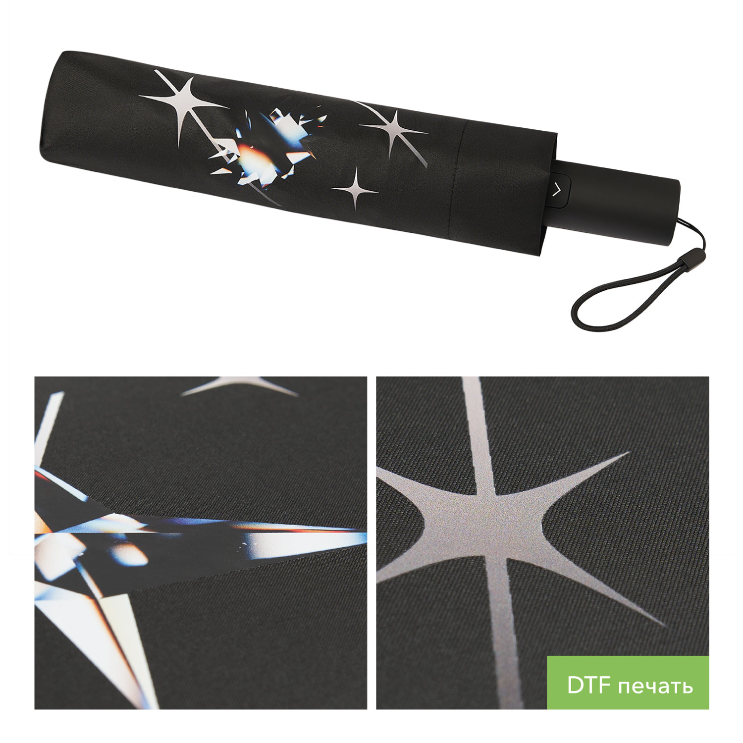 Зонт складной Филтон (Filton), черный с системой безопасности (Safety System)