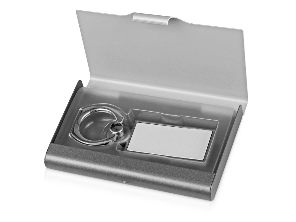 Набор Slip: визитница, держатель для телефона, серый/серебристый