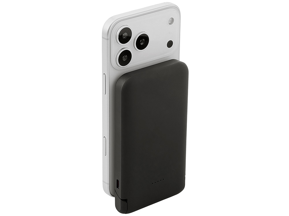 Беспроводной внешний аккумулятор с подсветкой лого и подставкой Magflash, 10000 мАч, 15 Вт, черный