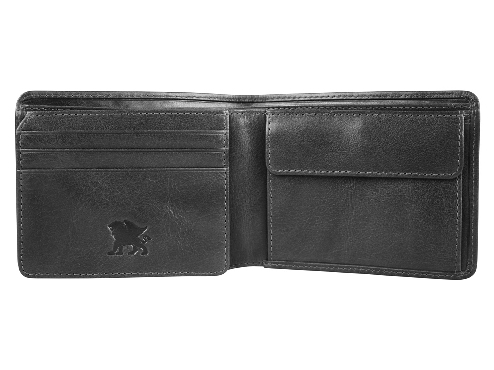 Бумажник Mano Don Luca, натуральная кожа в черном цвете, 11 х 8,5 см
