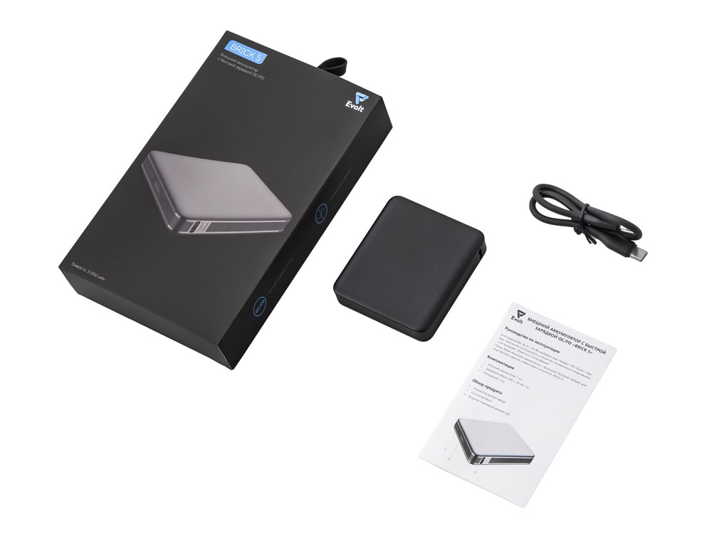 Внешний аккумулятор Brick 5 с быстрой зарядкой PD, 5000 мАч, черный