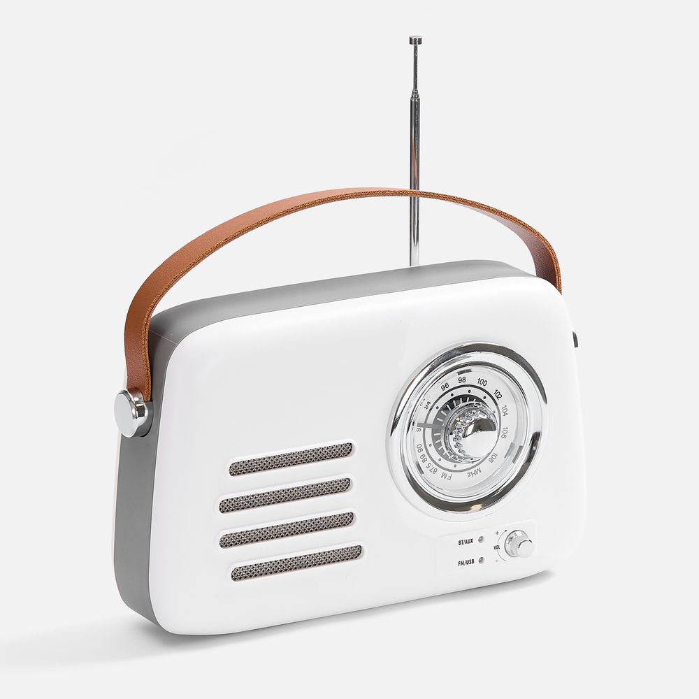 Bluetooth-колонка с радио Retronica, белая Bluetooth-колонка с радио Retronica, белая