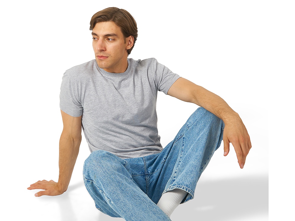 Футболка HD Fit короткий рукав с эластаном_L, мужская,серый меланж