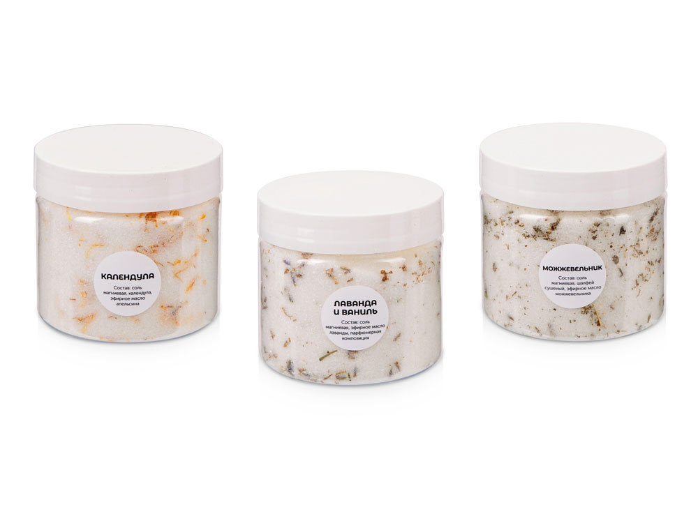 Подарочный набор с солью для ванны и свечой, белый