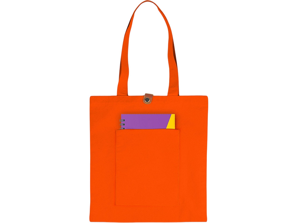 Cумка Clip из хлопка 340 г/м2 с застежкой из экокожи, оранжевый