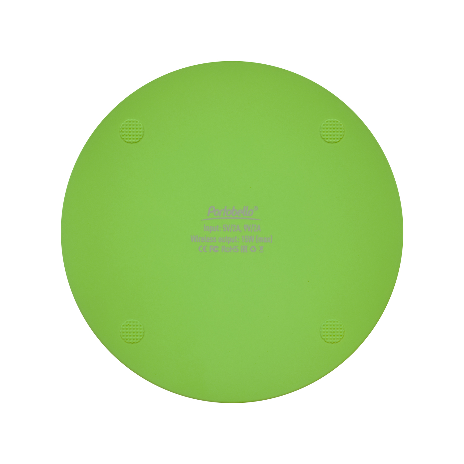 Беспроводное зарядное устройство с подсветкой 15W Аурис (Auris), салатовое Беспроводное зарядное устройство с подсветкой 15W Аурис (Auris), салатовое