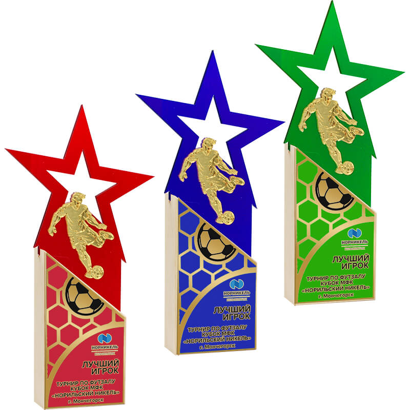 Акриловая награда с сублимационной печатью футбол