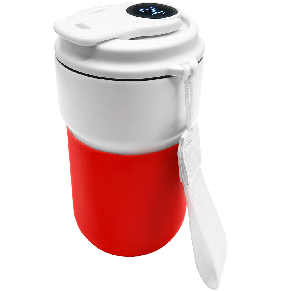 Термокружка вакуумная герметичная с дисплеем Clive To Go, белый/красный Термокружка вакуумная герметичная с дисплеем Clive To Go, белый/красный