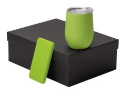 Подарочный набор с термокружкой и повербанком С2, 10000 mAh, зеленое яблоко