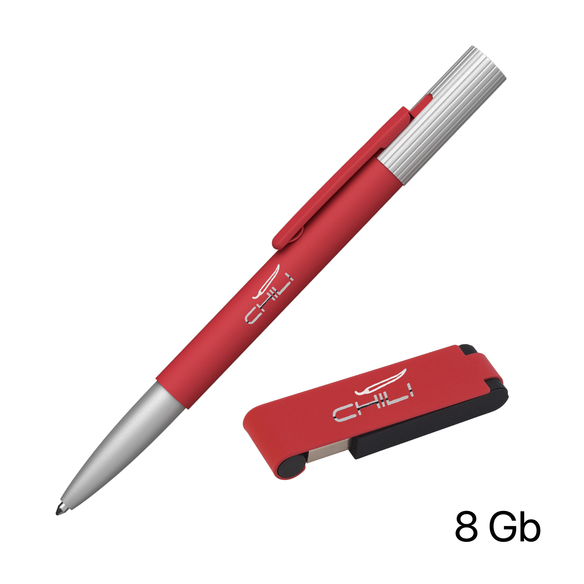 Набор ручка "Clas" + флеш-карта "Case" 8 Гб в футляре, покрытие soft touch