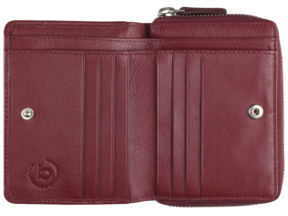 Кошелёк женский BUGATTI Lady Top, на молнии, красный, натуральная воловья кожа, 12х2,5х9 см