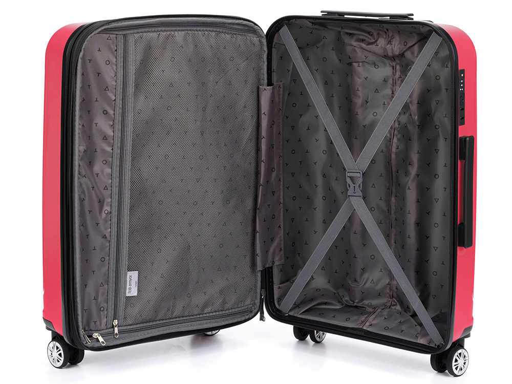 Чемодан TORBER В Отпуск, ярко-розовый, полипропилен, 55 х 36 х 21,5 см, 37 л