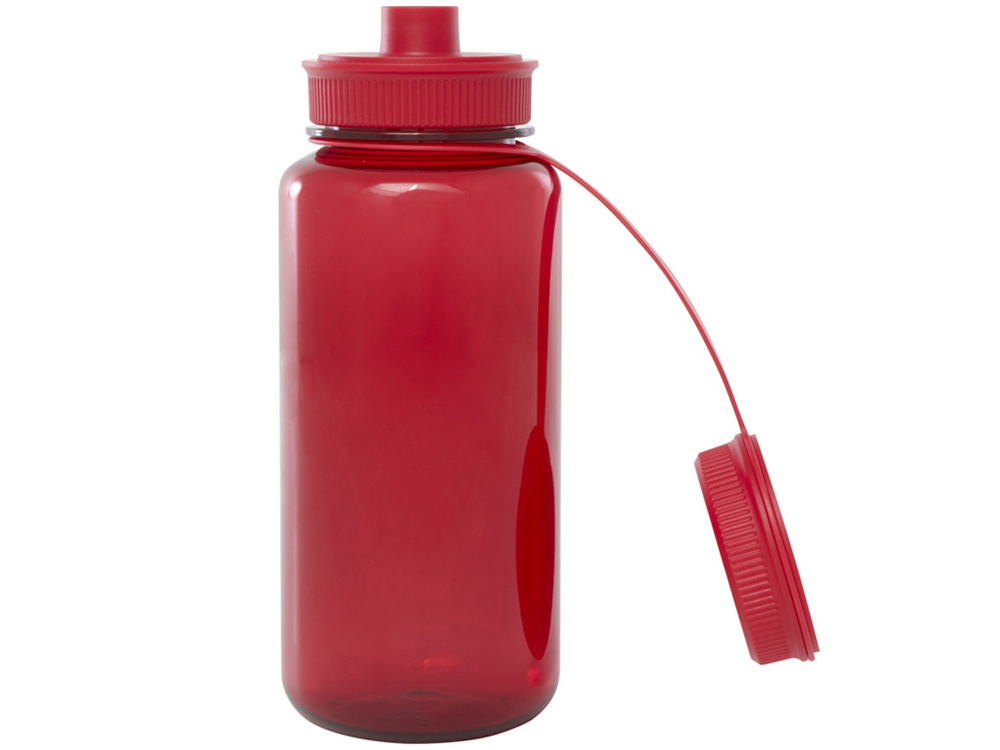 Спортивная бутылка Ryder из переработанного ПЭТ-пластика объемом 900 мл с многофункциональной крышкой, сертифицированная RCS - Красный