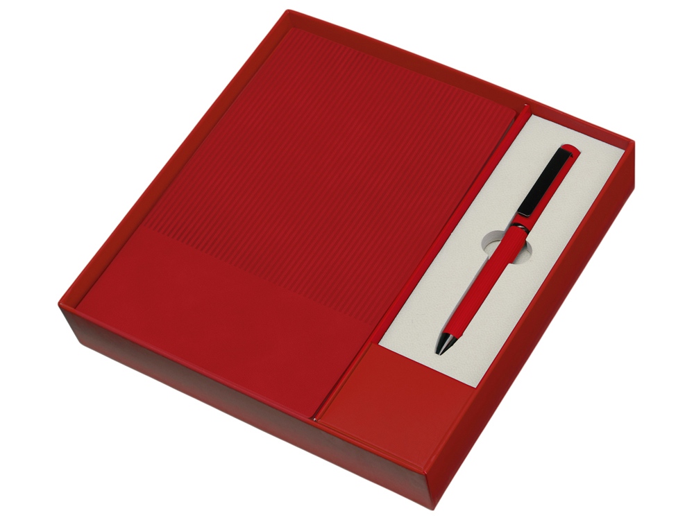 Набор блокнот в гибкой обложке А5 и металлическая шариковая ручка Nabokov, красный