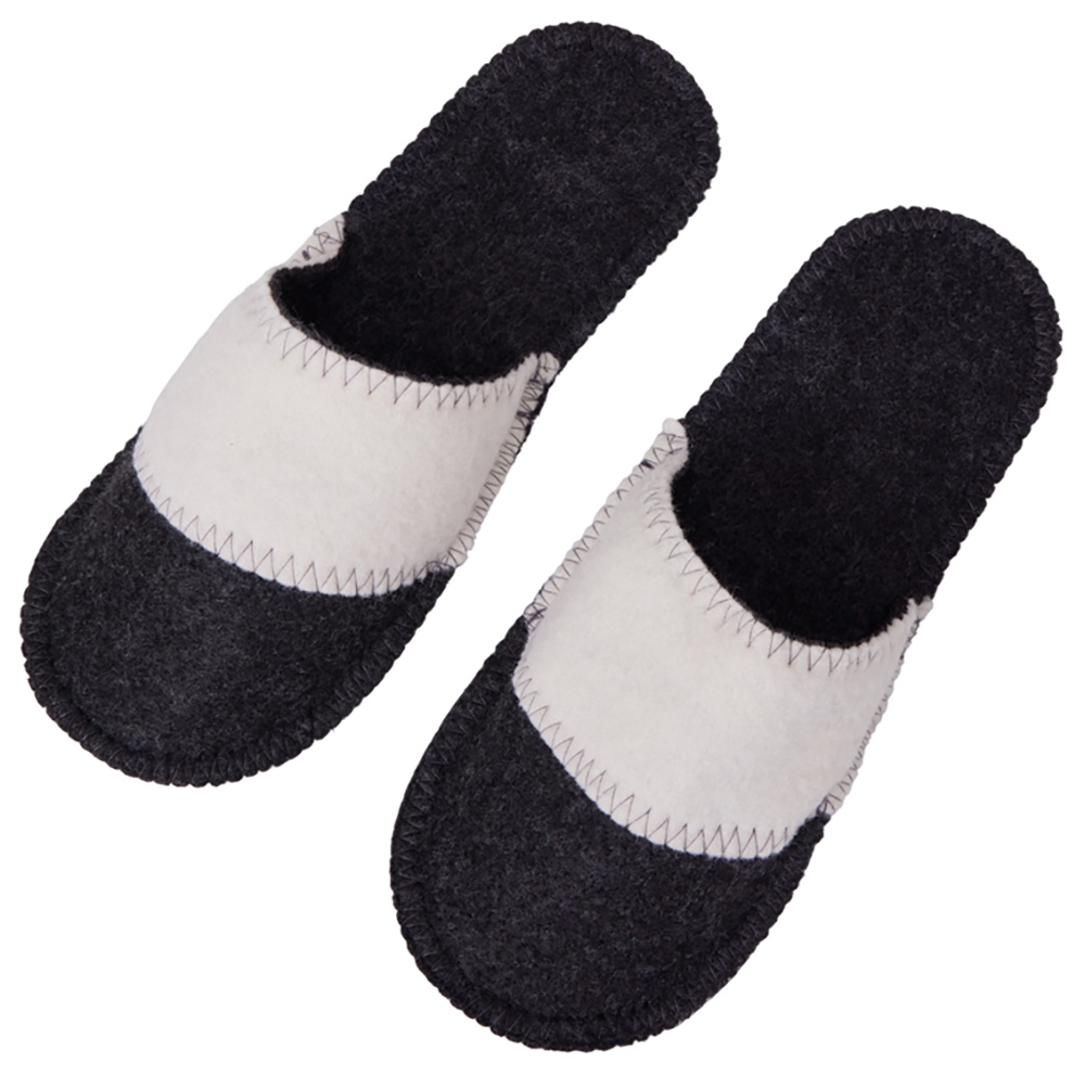 Тапочки белые/серые с отворотом без вышивки