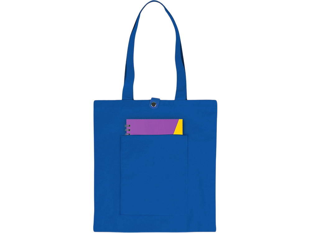 Cумка Clip из хлопка 340 г/м2 с застежкой из экокожи, синий Cумка Clip из хлопка 340 г/м2 с застежкой из экокожи, синий