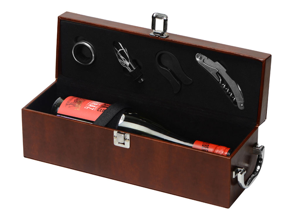 Винный набор в коробке, коричневый