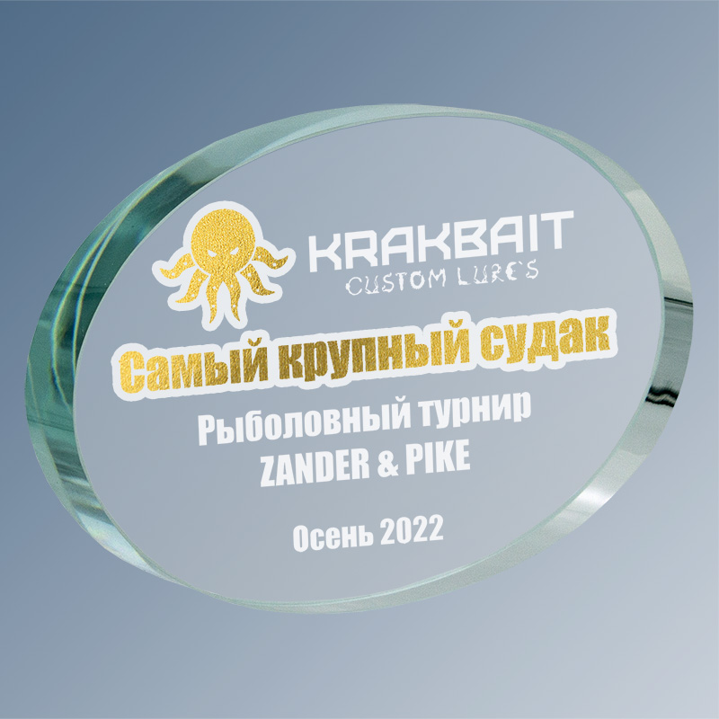 Награда из стекла с гравировкой и фольгой Награда из стекла с гравировкой и фольгой