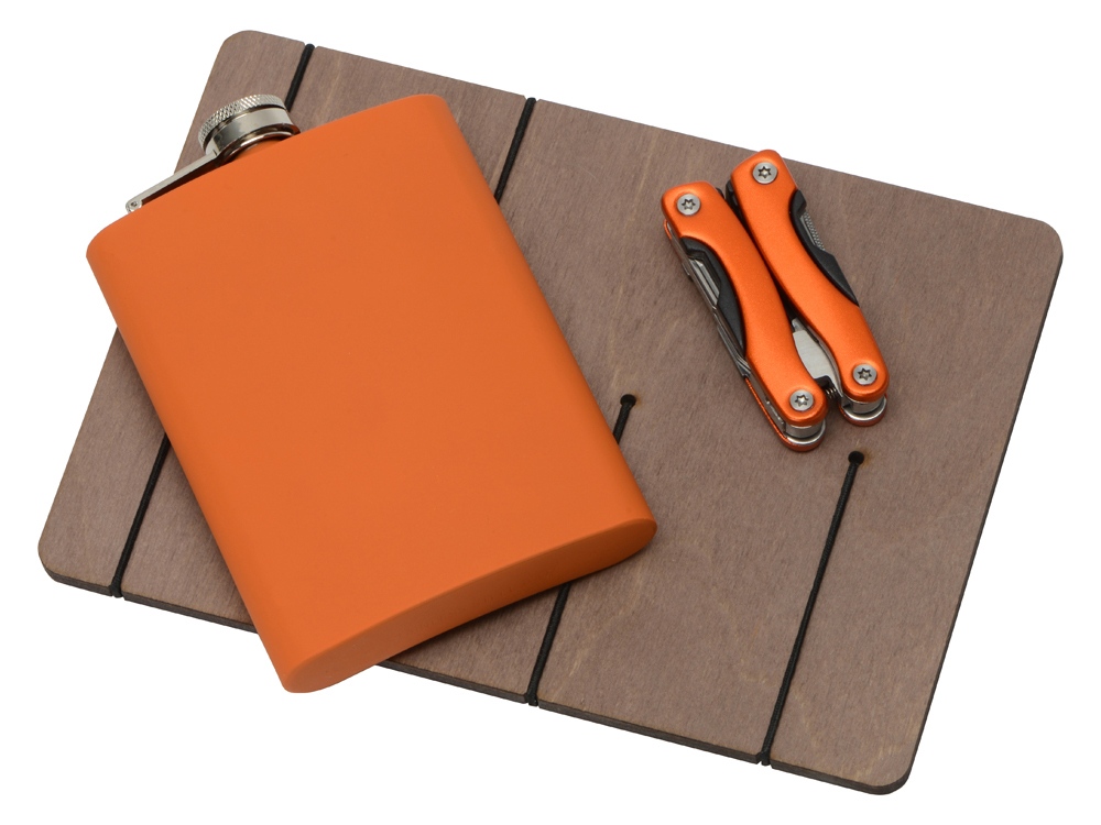 Подарочный набор Путешественник с флягой и мультитулом, оранжевый