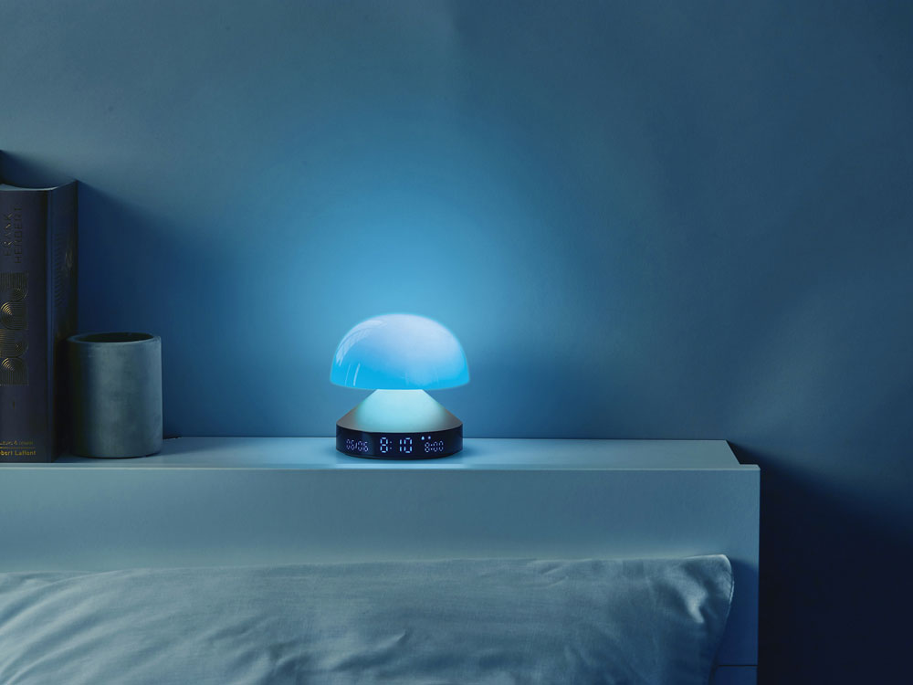 Светильник с часами и световым будильником Mina Sunrise, темно-серый