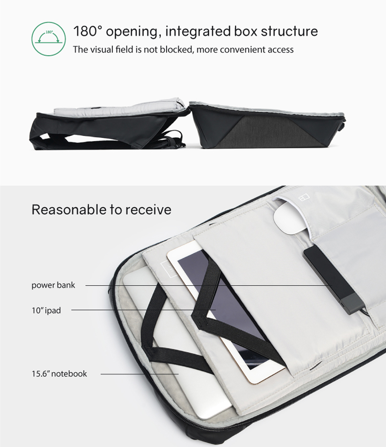 Рюкзак KORIN ClickPack 46х34х16 см, черный/серый