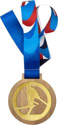 Деревянная медаль с лентой Лыжный спорт