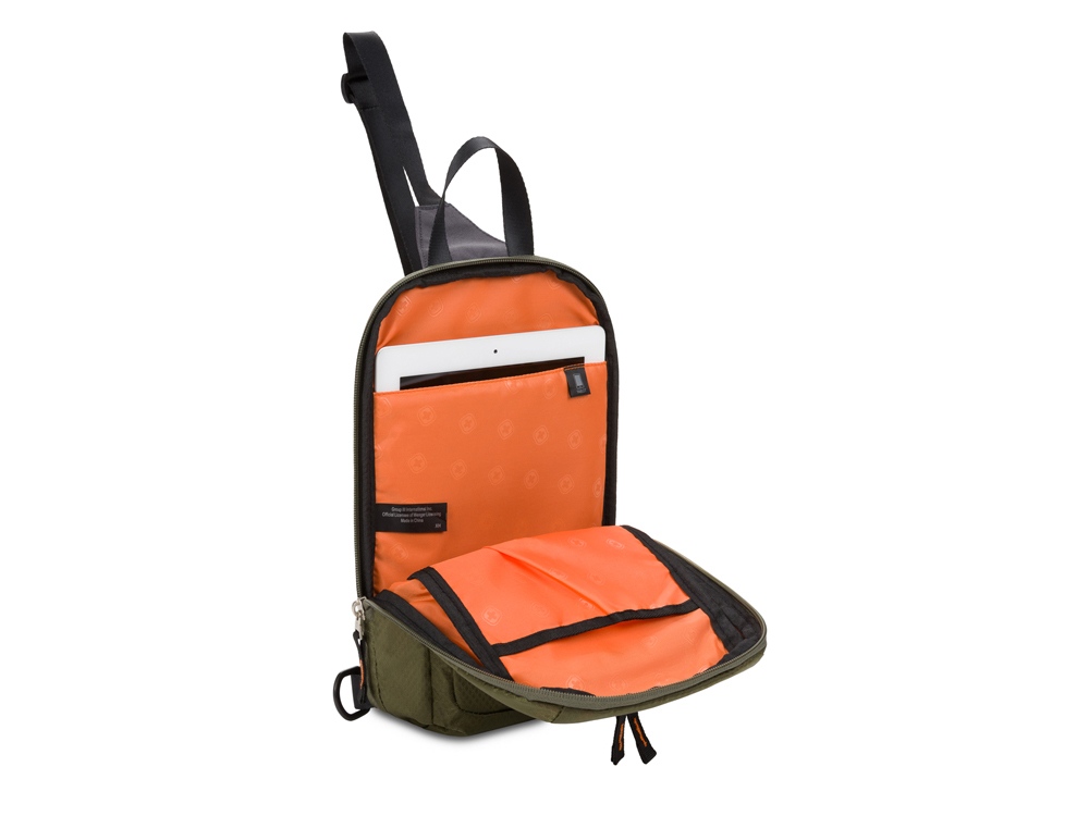 Рюкзак SWISSGEAR с одним плечевым ремнем, зеленый/оранжевый, полиэстер рип-стоп, 18 x 5 x 33 см, 4 л