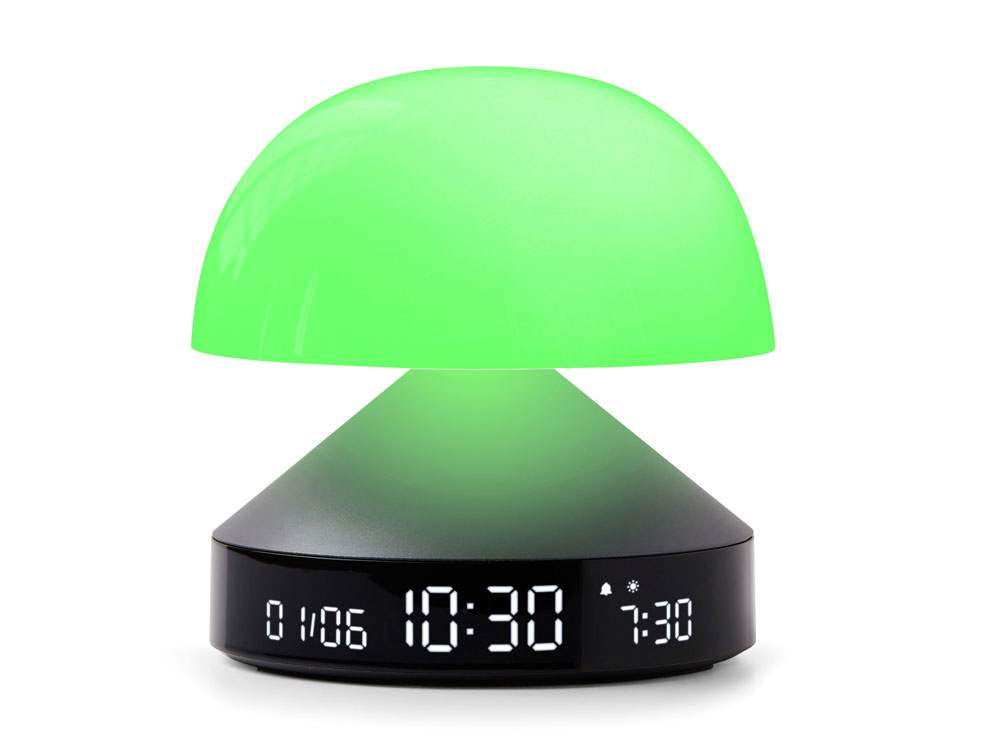 Светильник с часами и световым будильником Mina Sunrise, темно-серый